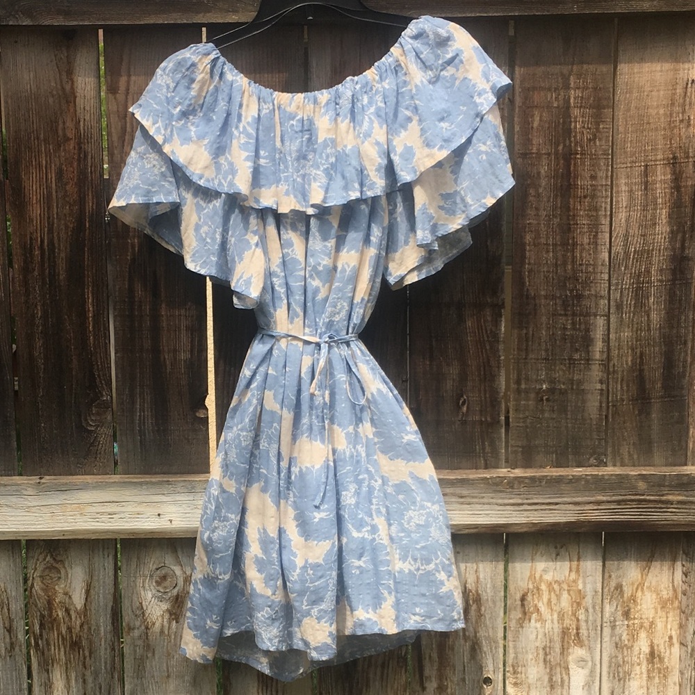 Blue and cream floral dress